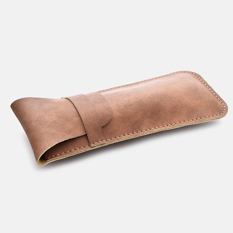 Portable retro soft leather glasses bag simple reading glasses myopia glasses holster protection storage leather bag