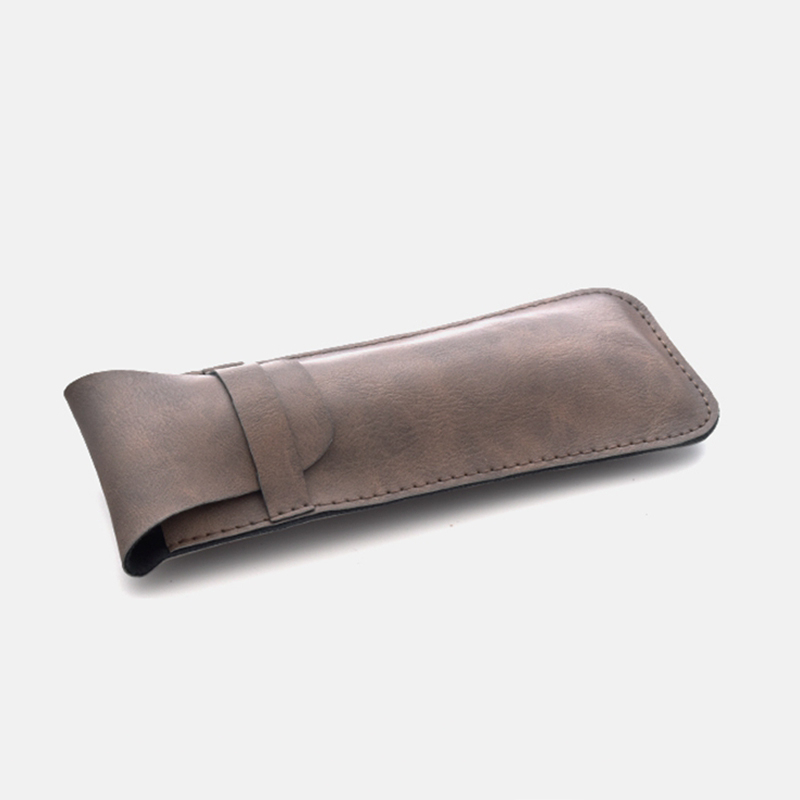 Portable retro soft leather glasses bag simple reading glasses myopia glasses holster protection storage leather bag