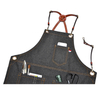 Superior Design Wear-resistant Black Denim Tool Apron with Leather Belts Work Helper for Workshop