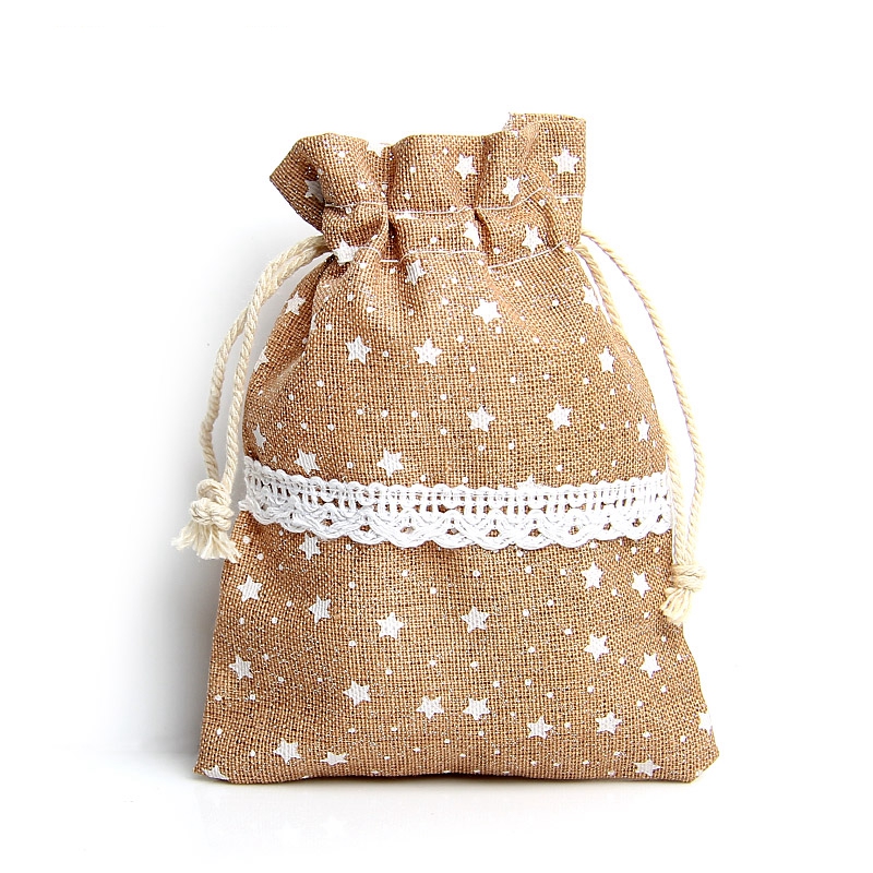 Wholesales custom printed jewelry drawstring bags linen gift bag 