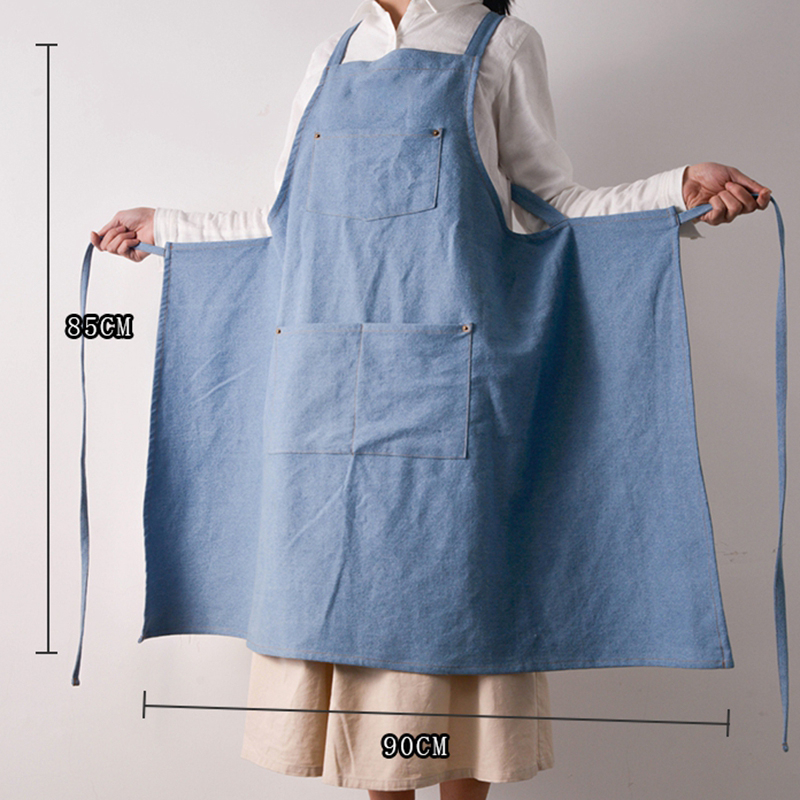 New Rustic Style Full Cotton Washed Denim Super Soft Coffee Tooling Apron Flower Shop Work Overalls