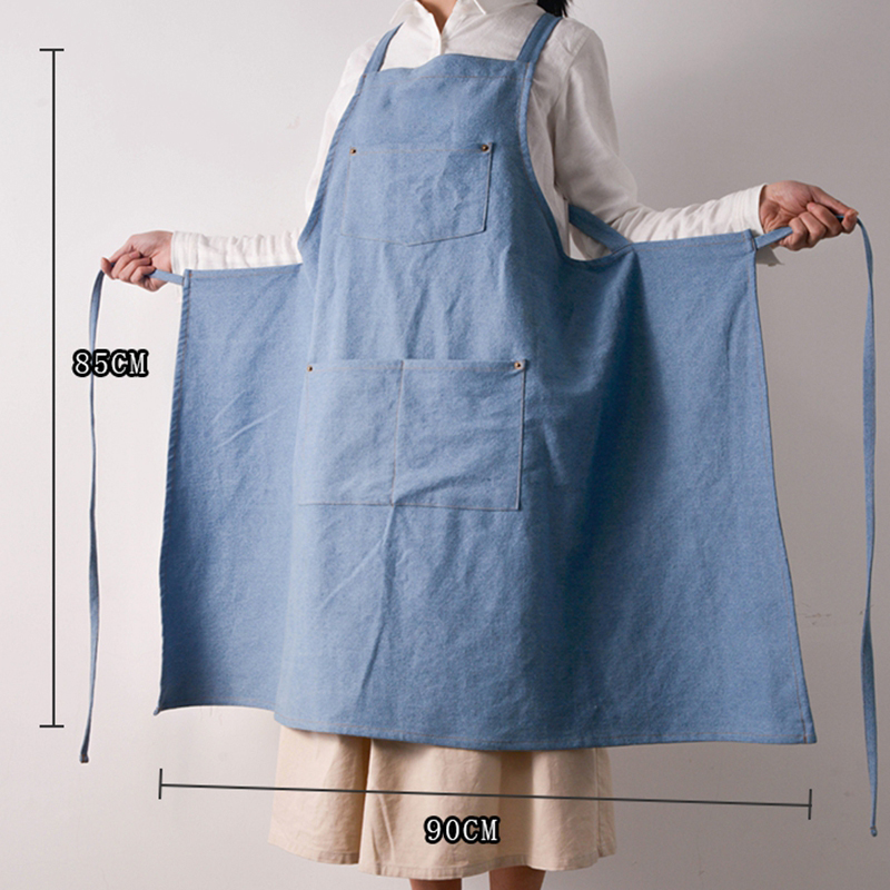 New Rustic Style Full Cotton Washed Denim Super Soft Coffee Tooling Apron Flower Shop Work Overalls