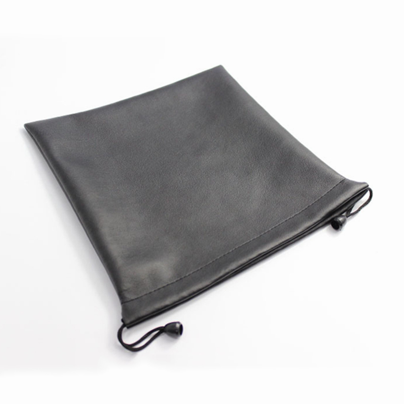 Simple practical waterproof pu leather drawstring earphone bag with factory custom