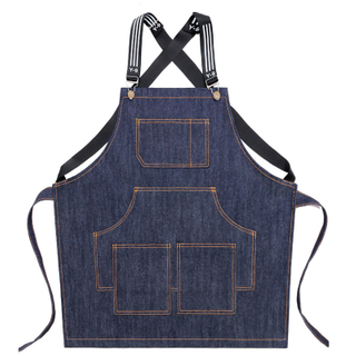 Promotion professional portable and durable work denim apron with customized logo