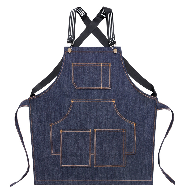 Promotion professional portable and durable work denim apron with customized logo