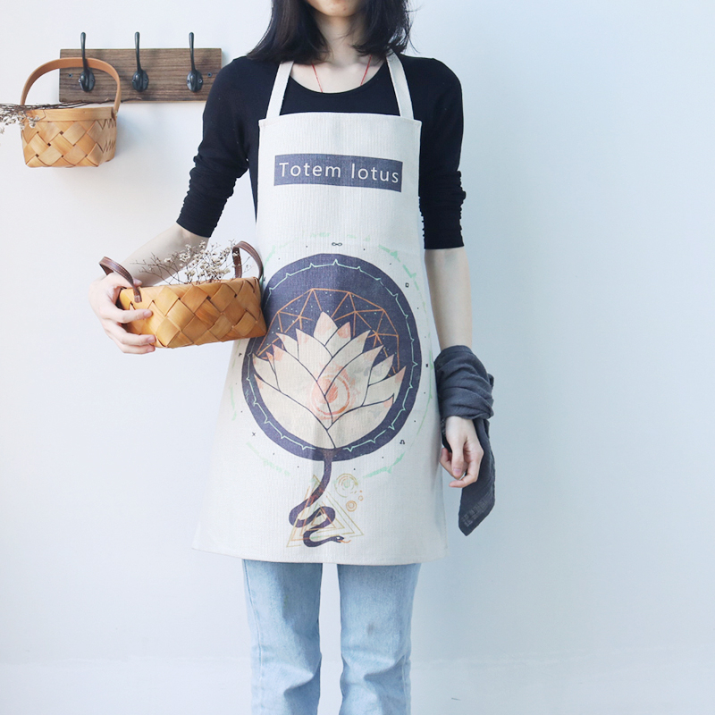 Japanese style high end thick cotton linen apron Home fabric apron cafe painter work apron