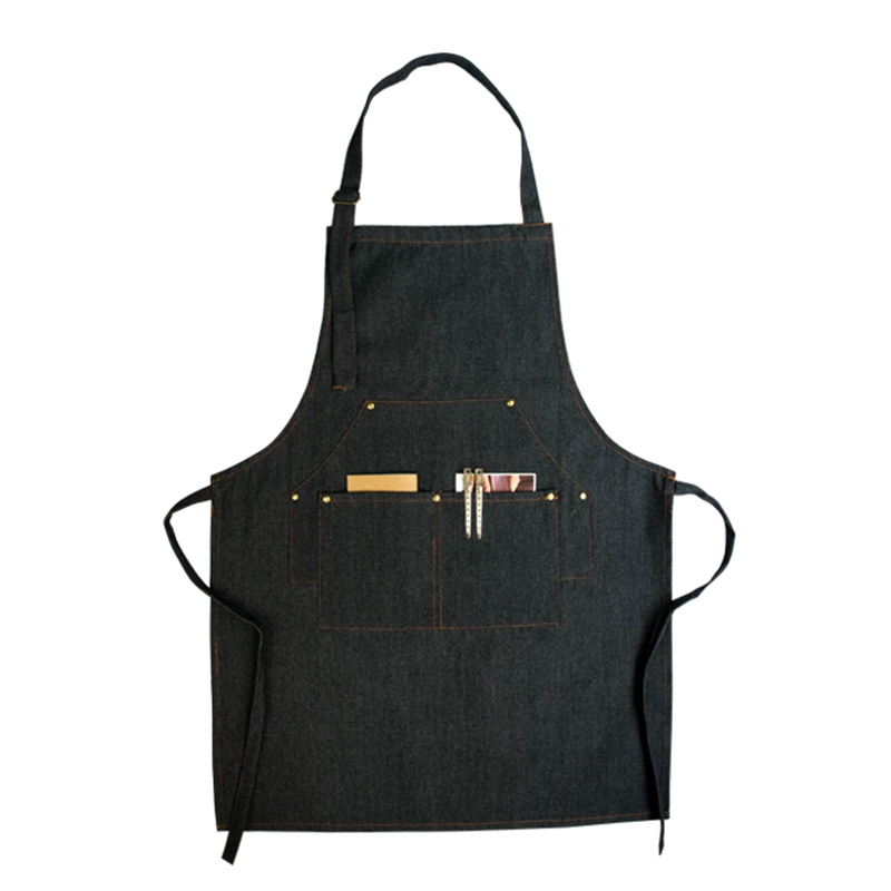 Low price custom printed logo cooking waiter denim canvas apron for restaurant