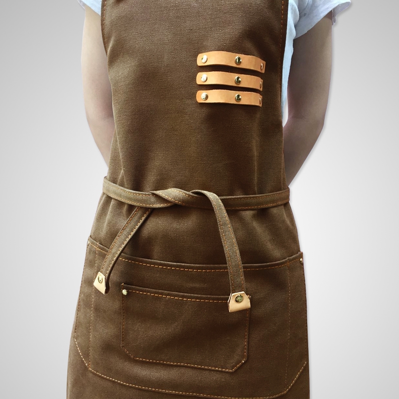 Customized Cowboy Style Cafe West Restaurant Studio Tattoo Workshop Overalls Canvas Work Apron Logo Custom