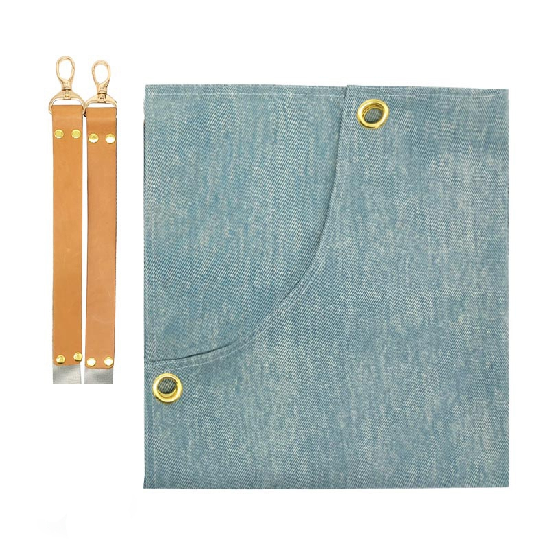 New ladies superior quality light color baking coffee gardening denim apron leather strap
