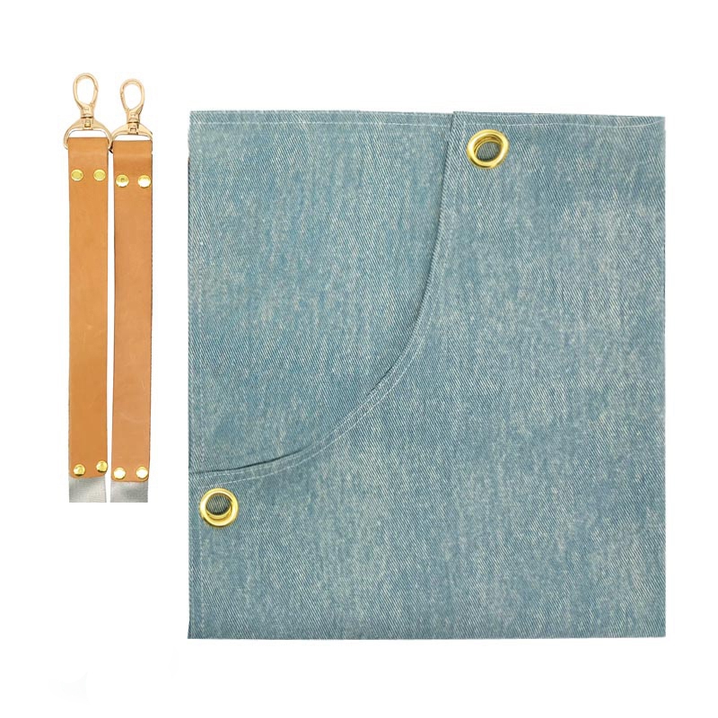 New ladies superior quality light color baking coffee gardening denim apron leather strap