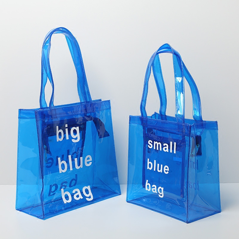 Customized printed plastic clear tote pvc bag 