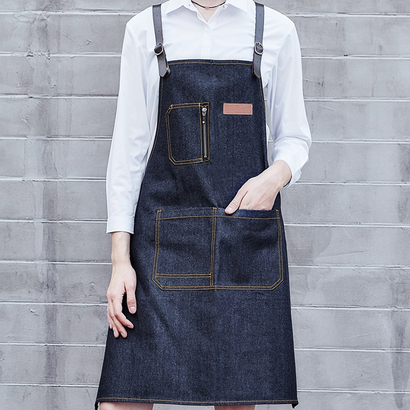 Fashion Belt Barista Western Restaurant Barber Denim Work Apron Custom Logo Printing