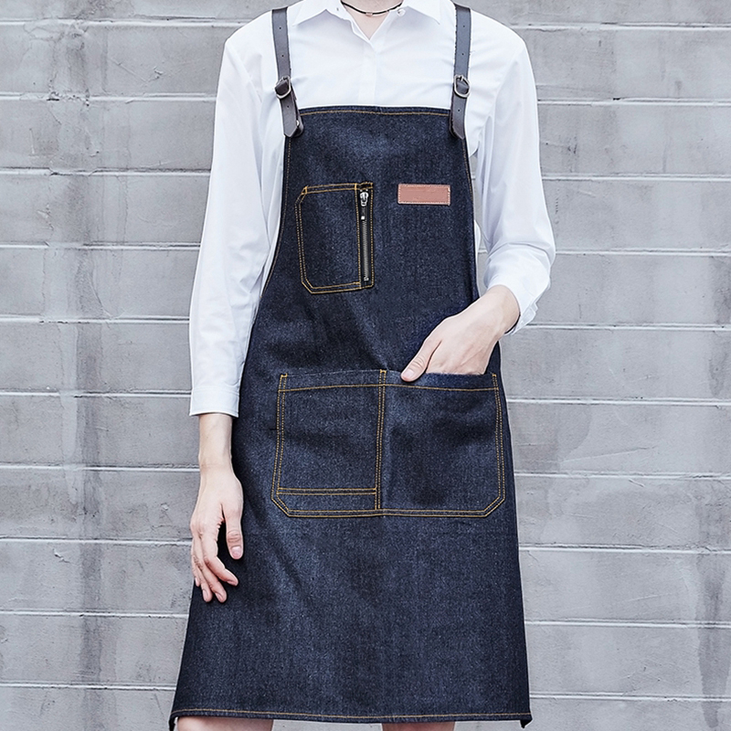 Fashion Belt Barista Western Restaurant Barber Denim Work Apron Custom Logo Printing