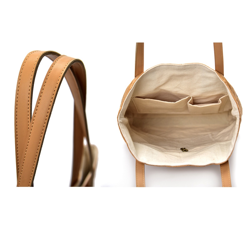 Washed eco friendly tyvek shopping bag cotton linen cloth inner casual tyvek strongshopping tote bag with leather handle