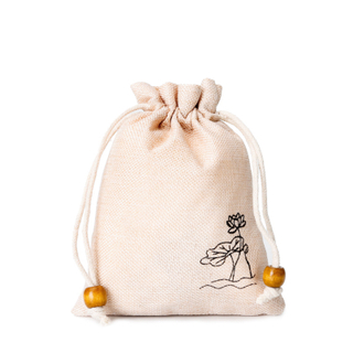 Logo printing eco friendly breathable linen drawstring gift bag