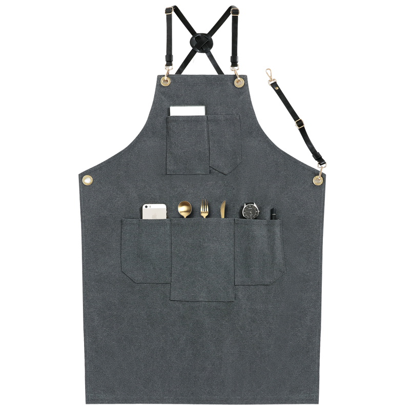 New design comfortable dustproof cotton canvas apron for kitchen cooking