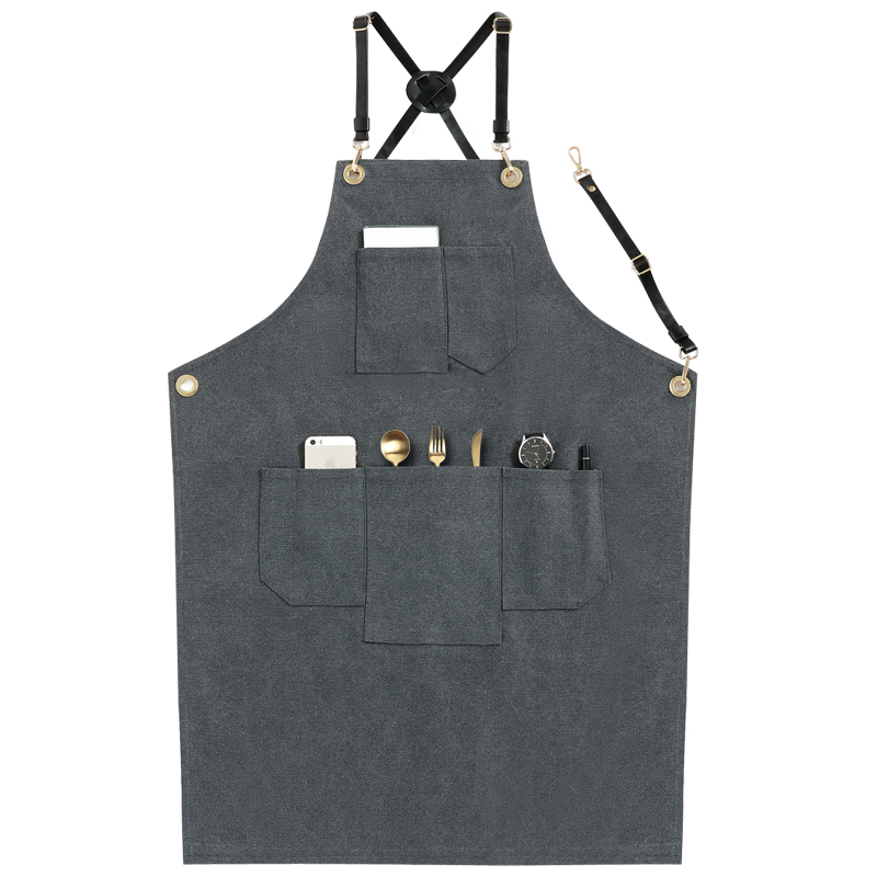 New design comfortable dustproof cotton canvas apron for kitchen cooking