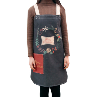 Adult childrens Christmas sleeveless cotton and linen kitchen apron custom pattern logo