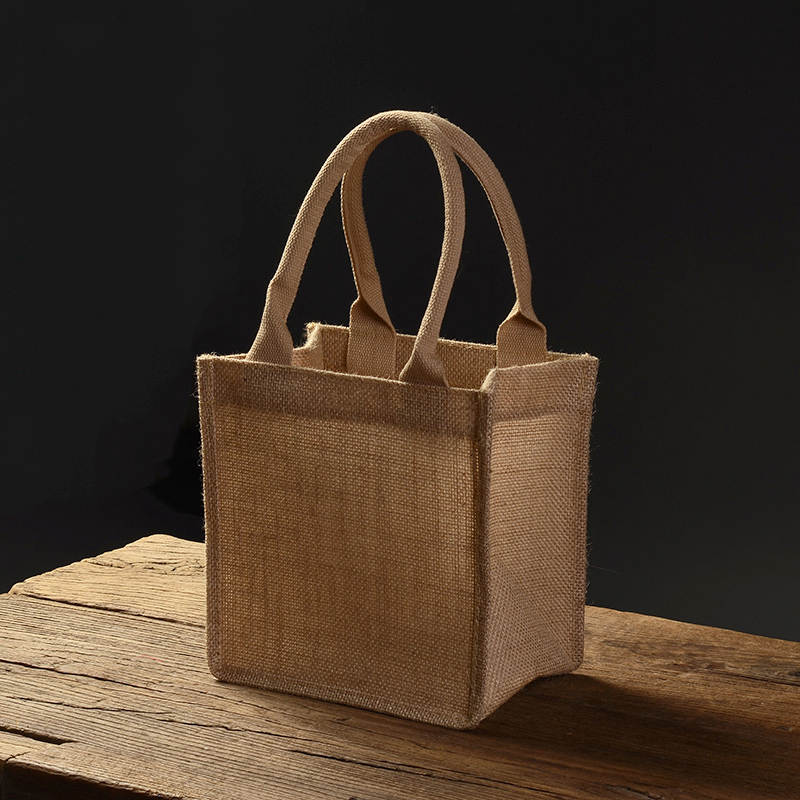 Natural fabric eco friendly breathable jute tote shopping bag 