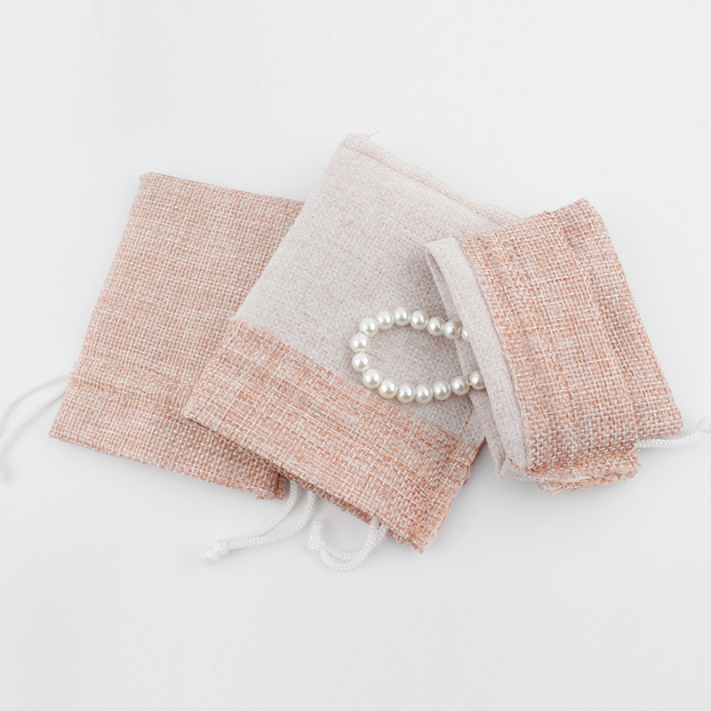 Jute drawstring bag wholesale imitated linen jewelry packaging pouch custom gift bags