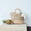 High grand brand new eco friendly breathable linen tote shopping bag with wood handle