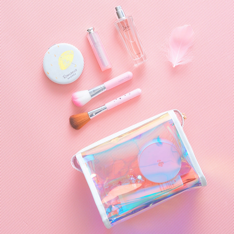 Colorful logo printed custom fashion multifunction waterproof pvc zipper cosmetic bag