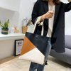 New fashion large capacity bag Korean version of the collision color shoulder bag simple atmosphere soft pu leather bag