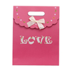 Custom love christmas pink paper small gift bags with die cut handle