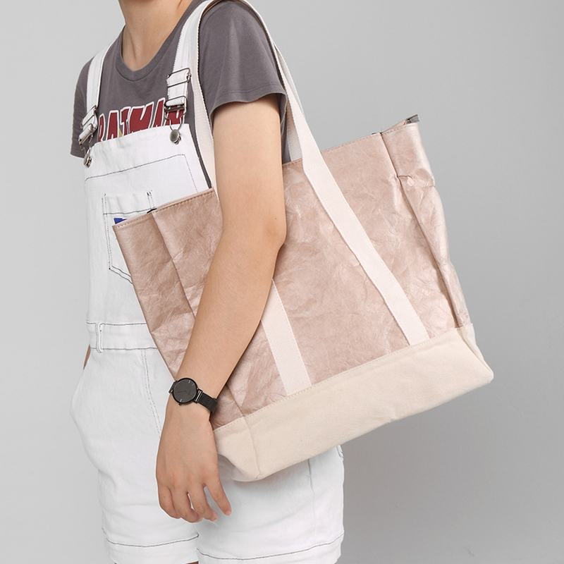 Waterproof breathable eco friendly lightweight high capacity load bearing stronger tyvek fashion tote shopping bag
