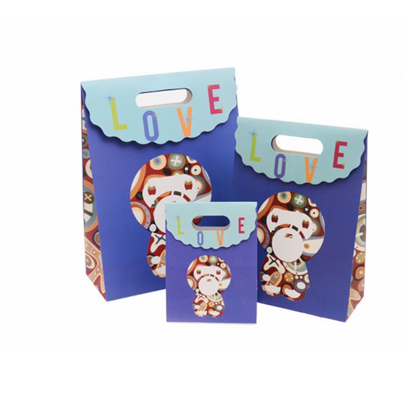 Wedding custom printed craft paper flat bottom candy packaging gift bags