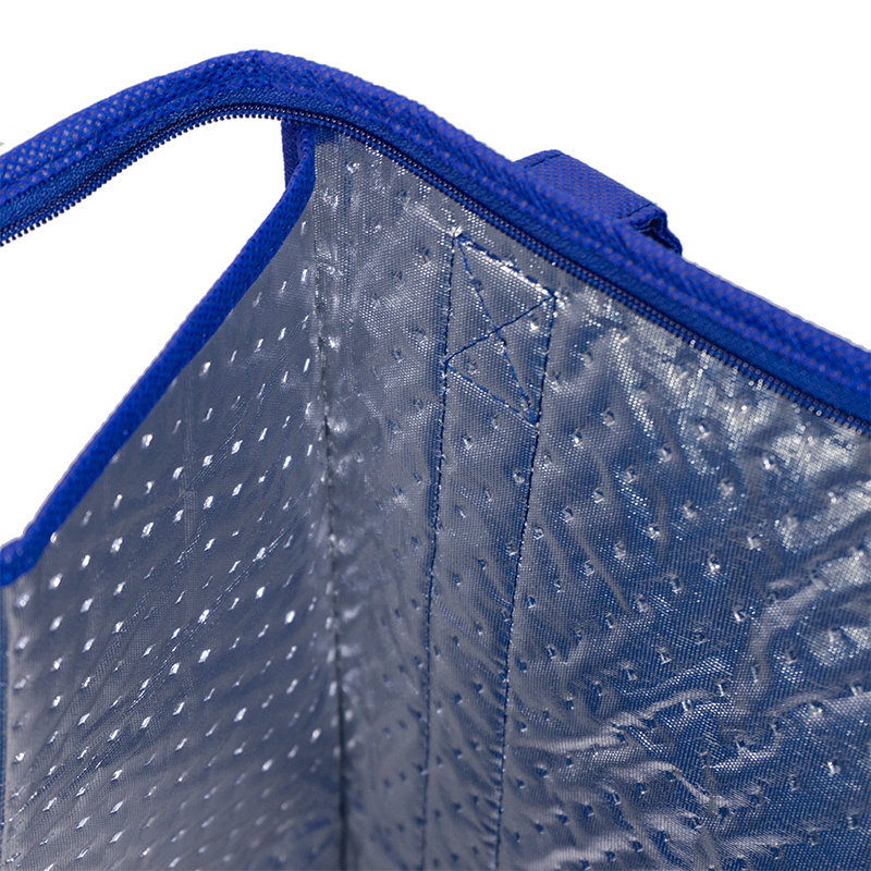 Blue non woven thick insulation layer multifunction strong durable recycled non woven cooler bag for outdoor bbq