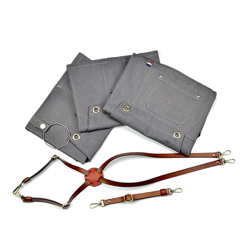 Preferred Denim Fabric Sturdy Cowhide Straps Work Apron