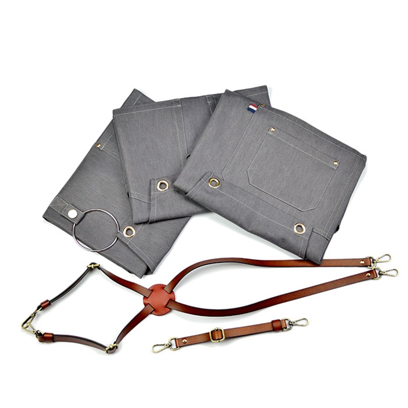 Preferred Denim Fabric Sturdy Cowhide Straps Work Apron