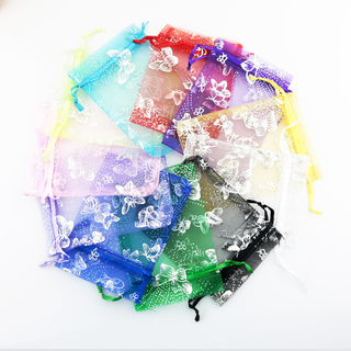 Colorful wedding favor logo promotional organza gift bag wholesale custom printed 