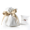 Professional custom white leather jewelry drawstring gift pouch bag with logo printing