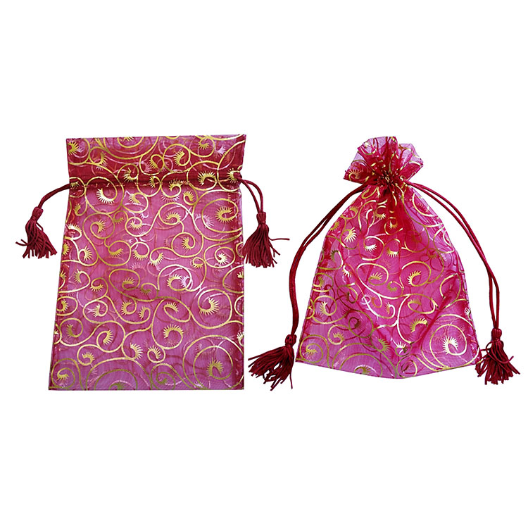 Promotion wholesale custom drawstring logo printed organza bags