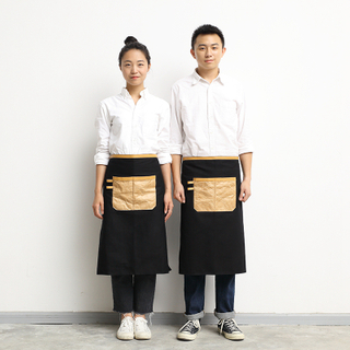 New Design Durable Cafe Shop Baking Work Apron with Leather Belt