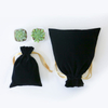 Custom black velvet drawstring makeup gift bag for glasses