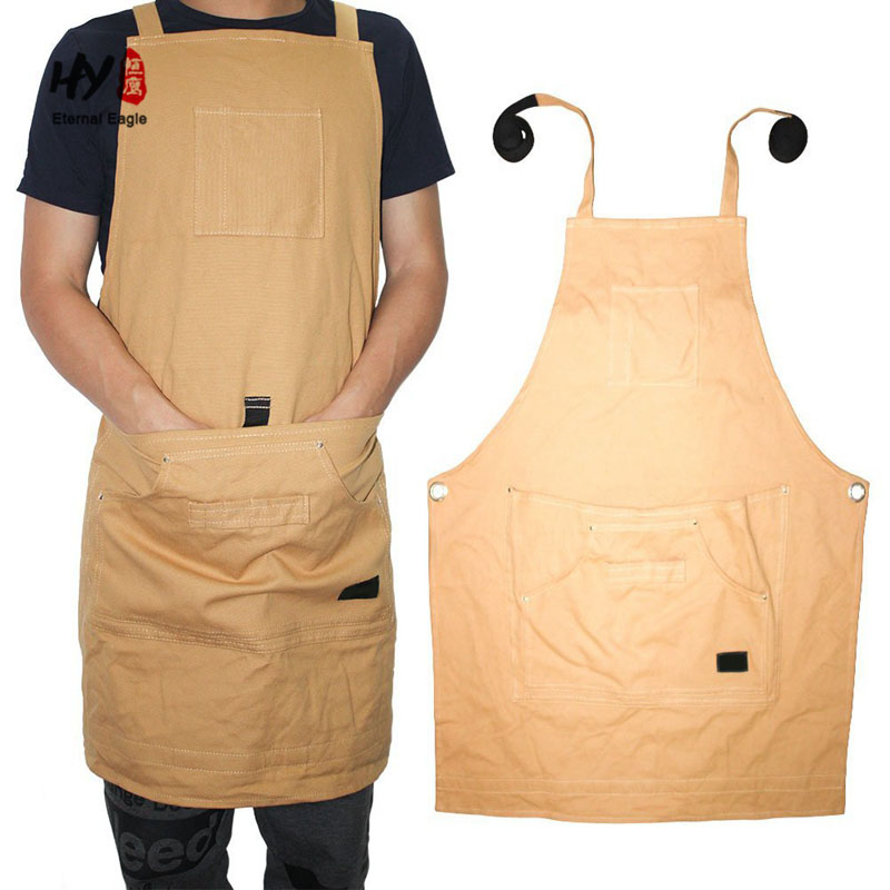 Adjustable Wear-resistant Overall Canvas Tool Apron with Firm Pockets