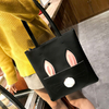 New logo custom shoulder student shopping handbag cute cartoon pu leather bag with zipper