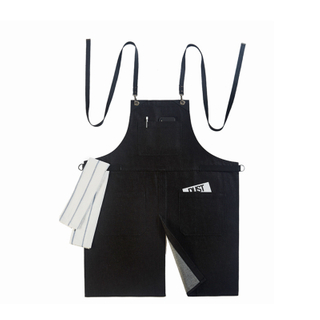 Leather black denim work apron barista restaurant gardening floral hair cutting cotton canvas apron for promotional