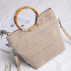 Eco friendly breathable natural color customized fashion popular lightweight practical jute shopping shoulder bag for women