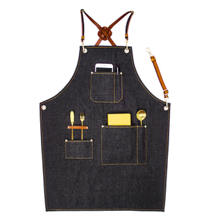 Wholesale top grade eco-friendly oil proof denim apron for kitchen cooking