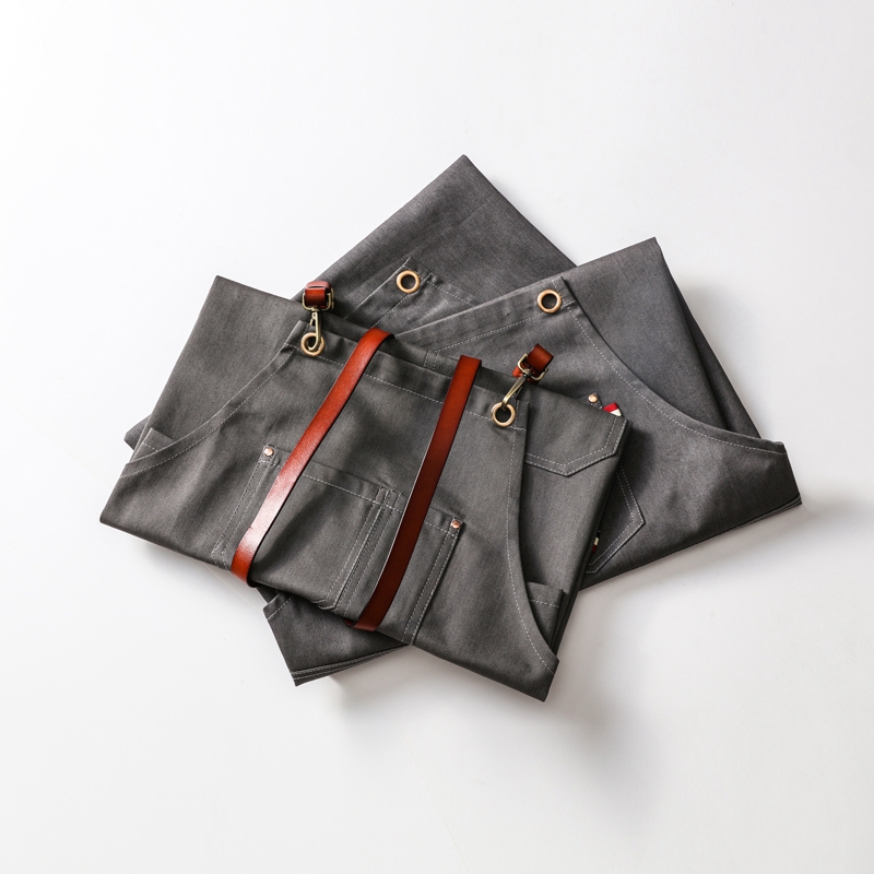 Fashion Denim Combine Leather Tooling Adults Apron
