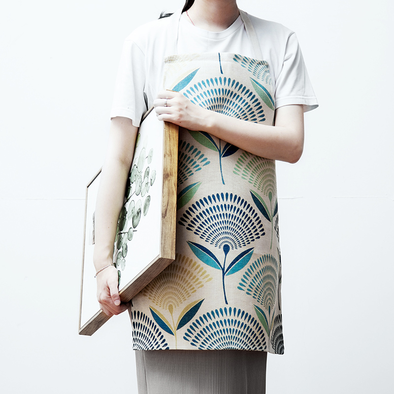 Japanese style high end thick cotton linen apron Home fabric apron cafe painter work apron