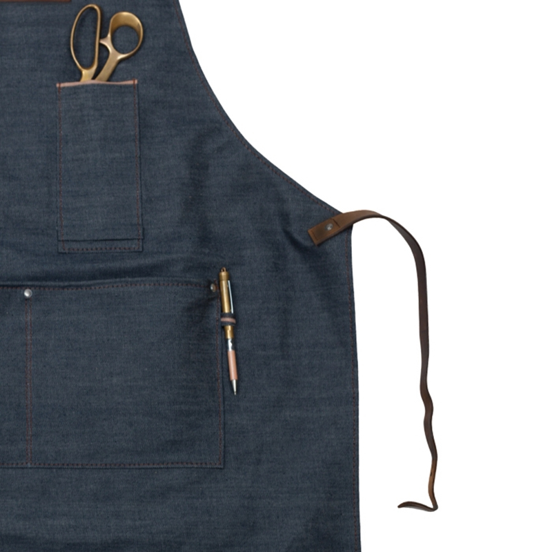 New Design Stylish Denim Tool Apron With Leather Straps