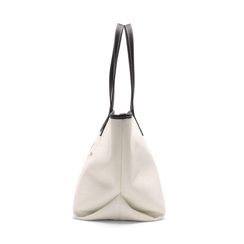 China Supplier free sample fashion logo custom large eco friendly and breathable canvas shopping tote bag with leather handle