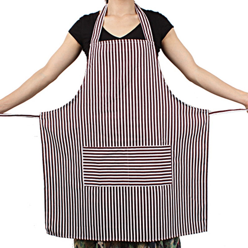 Anti-fouling Kitchen Overalls Durable Wear Cooking Men And Women Couples Bibs Home Striped Printed Polyester Cotton Apron