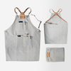 Hot-selling Fashion Grey Canvas Work Apron With Leather Belt