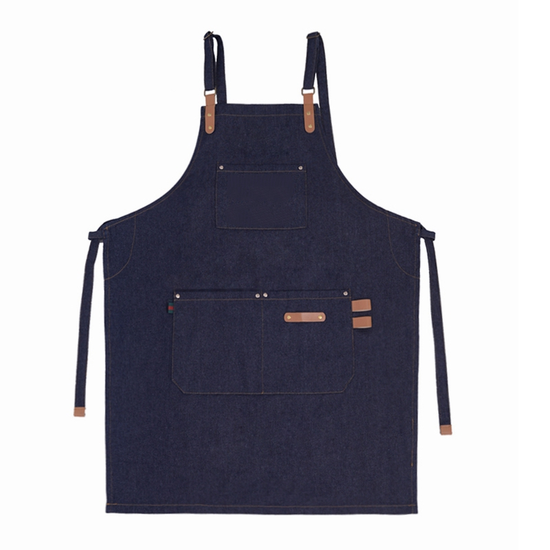 Custom Logo Colorful Fashion Wear-resistant Denim Fabric Vest Style Apron for Workshop Barista Barber Adults Use